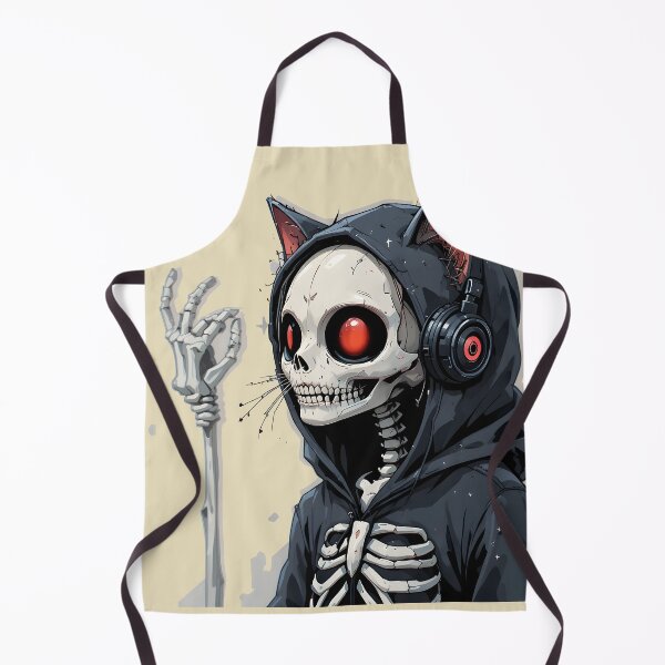 Item preview, Skeleton Cat Hoodie Headphones — Cute Creepy Dark Anime Halloween Art designed and sold by Amplify-n-Co.