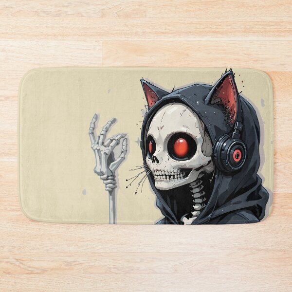 Item preview, Skeleton Cat Hoodie Headphones — Cute Creepy Dark Anime Halloween Art designed and sold by Amplify-n-Co.
