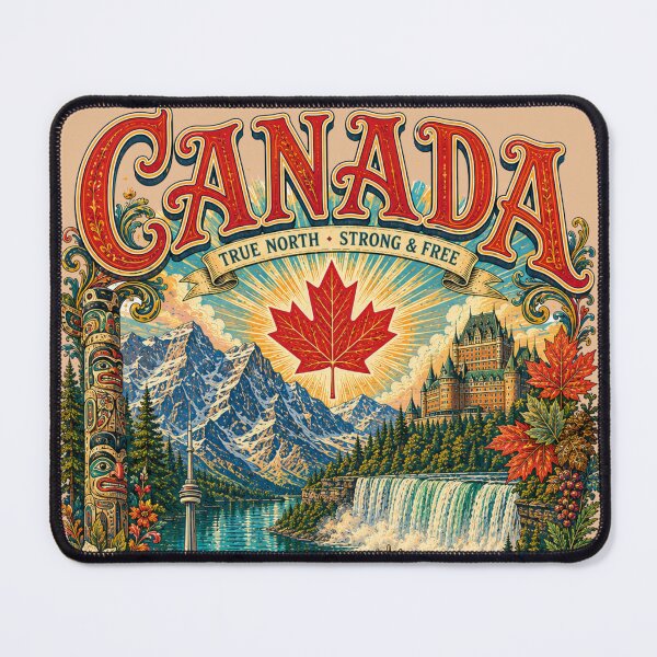 Item preview, Canada True North Strong and Free Vintage Travel Poster designed and sold by Skyrocketz.