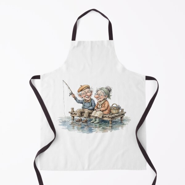Item preview, Elderly couple fishing at the lake – Grandpa and Grandma in a natural idyll, rustic & charming designed and sold by Connys Colorful World.