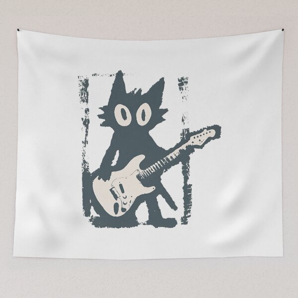 Item preview, Rock Star Cat With Electric Guitar Vintage designed and sold by Catsi-Nook-Art.