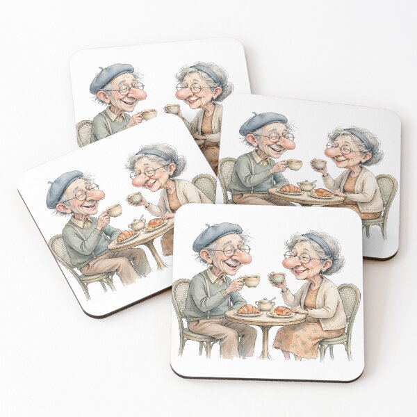 Item preview, Happy elderly couple having coffee in a French café - Grandma and Grandpa in Paris designed and sold by Connys Colorful World.