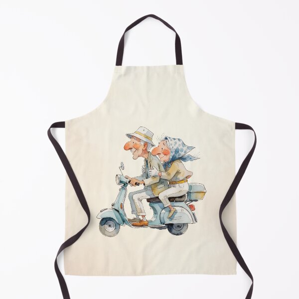 Item preview, Happy elderly couple on a scooter – Funny romantic illustration - Grandma and Grandpa on the road designed and sold by Connys Colorful World.