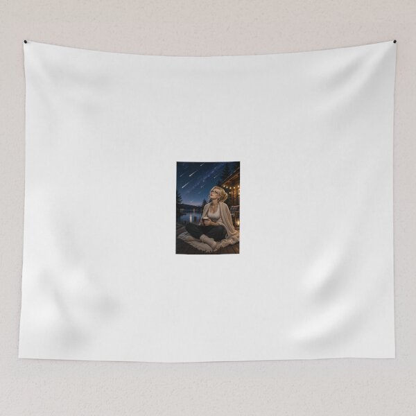 Item preview, Ilya Martin gazing at meteor shower by lake designed and sold by CathryneDelamort.