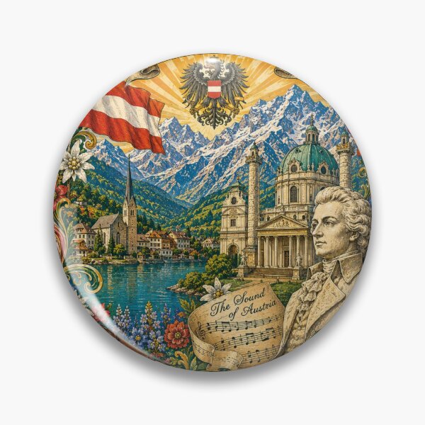 Item preview, Austria Alpine Wonders and Music Vintage Travel Poster designed and sold by Skyrocketz.