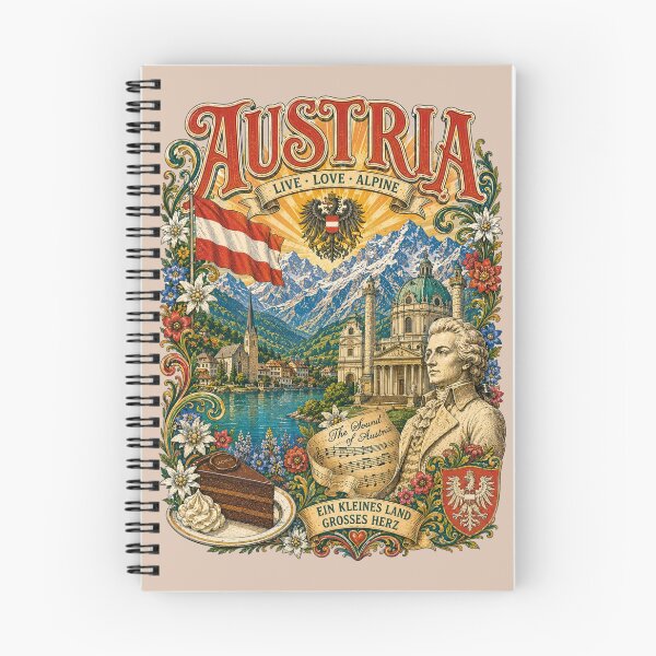 Item preview, Austria Alpine Wonders and Music Vintage Travel Poster designed and sold by Skyrocketz.