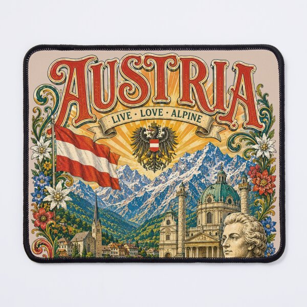 Item preview, Austria Alpine Wonders and Music Vintage Travel Poster designed and sold by Skyrocketz.