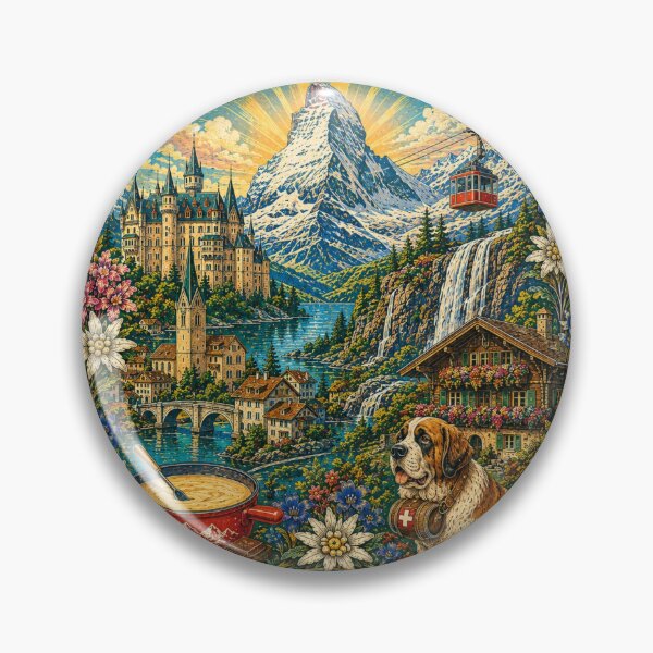 Item preview, Switzerland Land of Alpine Wonders Vintage Travel Poster designed and sold by Skyrocketz.
