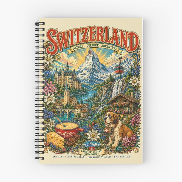 Item preview, Switzerland Land of Alpine Wonders Vintage Travel Poster designed and sold by Skyrocketz.