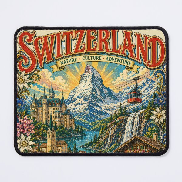 Item preview, Switzerland Land of Alpine Wonders Vintage Travel Poster designed and sold by Skyrocketz.