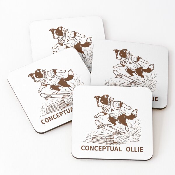 Item preview, Conceptual Ollie Skateboarding Border Collie Art History Philosophy designed and sold by The Bold Line Studio.