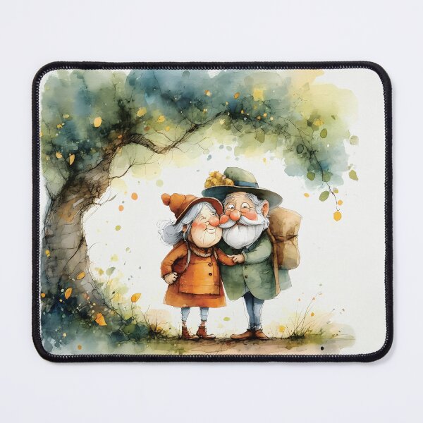 Artikelvorschau, Whimsical Watercolor Autumn Love Illustration - Hugging under the old tree entworfen und verkauft von Connys Colorful World.