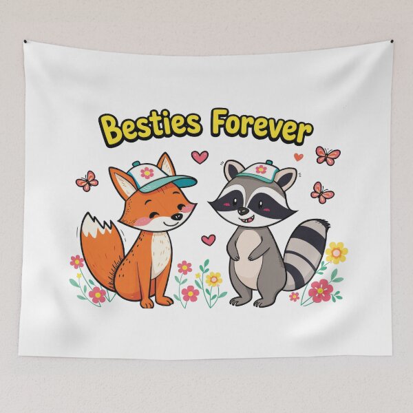 Item preview, Fox & Raccoon Friendship designed and sold by Mindful56.