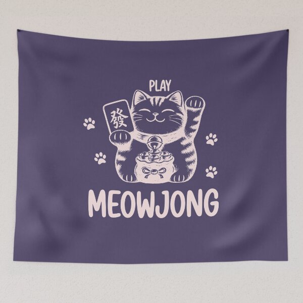 Item preview, Meowjong Lucky Cat Fun Mahjong Playing Night designed and sold by AppearoStudio.