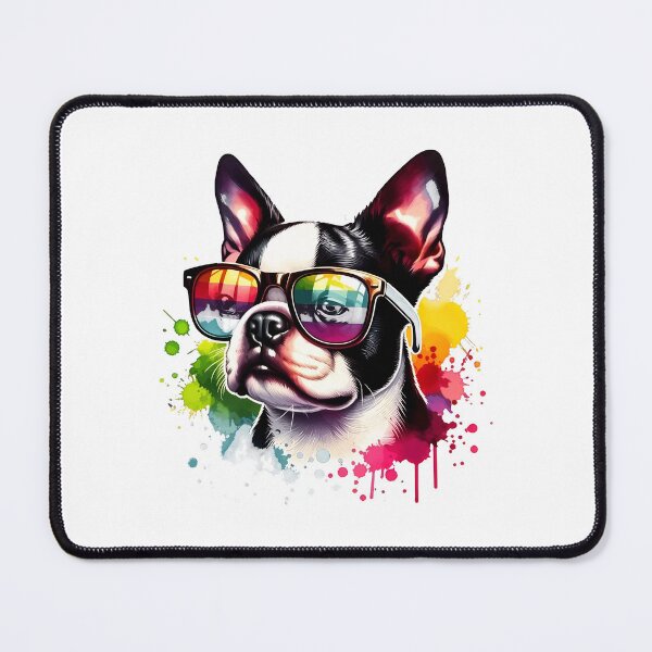 Item preview, Rainbow Sunglasses Boston Terrier Watercolor Art designed and sold by SoyLamderma.