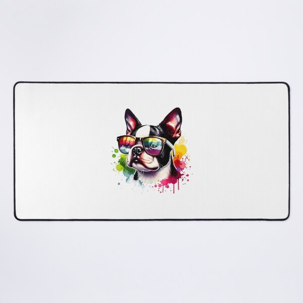 Item preview, Rainbow Sunglasses Boston Terrier Watercolor Art designed and sold by SoyLamderma.