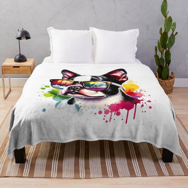 Item preview, Rainbow Sunglasses Boston Terrier Watercolor Art designed and sold by SoyLamderma.