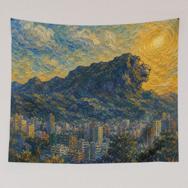 Item preview, Lion Rock Sunset - Van Gogh's Dream Travels (Impressionist Art) designed and sold by ianm1028.