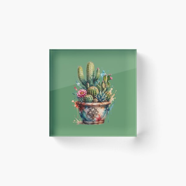Item preview, Colorful cactus plant in watercolor designed and sold by Rose Design & Photos.