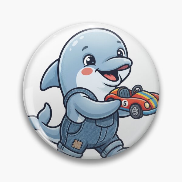 Item preview, Cute Dolphin toy car illustration | Playful Dolphin in Overalls designed and sold by KaleeDesigns.