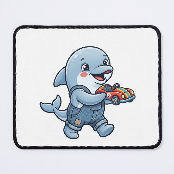 Item preview, Cute Dolphin toy car illustration | Playful Dolphin in Overalls designed and sold by KaleeDesigns.
