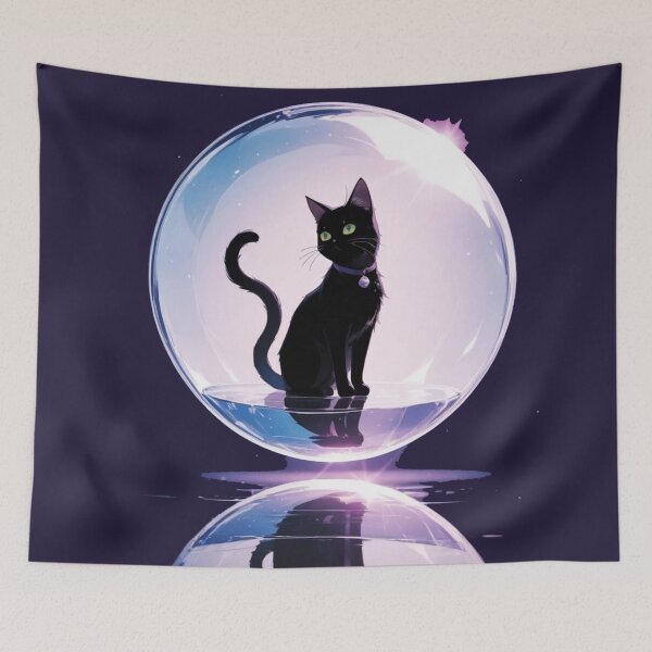 Item preview, Black Cat in Glass Orb | Cosmic Celestial Aesthetic designed and sold by BLUESKY11a.