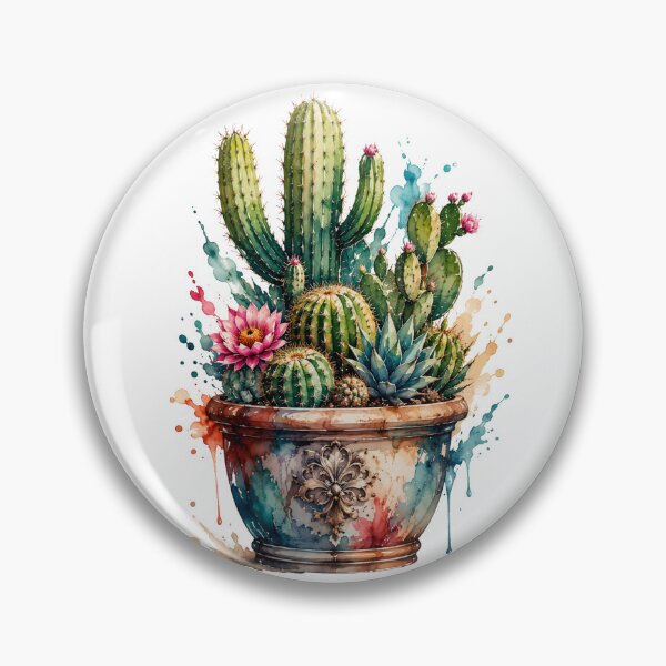 Item preview, Colorful cactus plant in watercolor designed and sold by Rose Design & Photos.