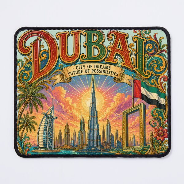 Item preview, Dubai City of Dreams Vintage Travel Poster designed and sold by Skyrocketz.