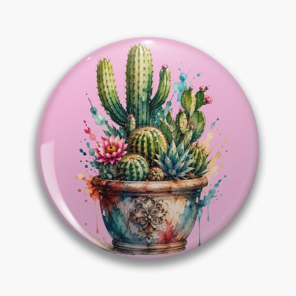 Item preview, Colorful cactus plant in watercolor designed and sold by Rose Design & Photos.