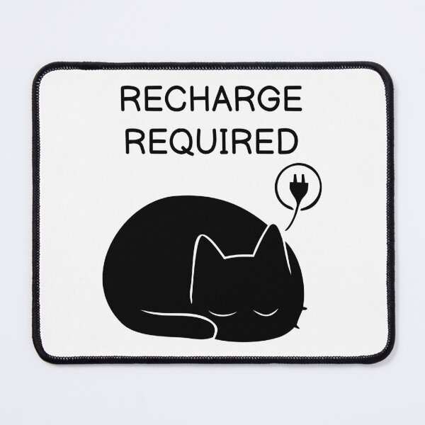 Item preview, Recharge Required Funny Black Cat Sticker designed and sold by FUEGO & NOX.