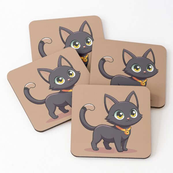 Aperçu de l'œuvre Illustration mignonne de chat Bombay noir kawaii créée et vendue par Mousy17.