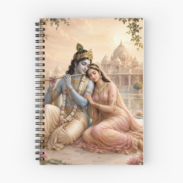 Item preview, Radha Krishna Divine Love Portrait - Gold and Pink Aesthetic designed and sold by Common Mood.