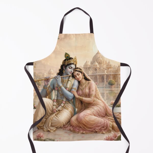 Item preview, Radha Krishna Divine Love Portrait - Gold and Pink Aesthetic designed and sold by Common Mood.
