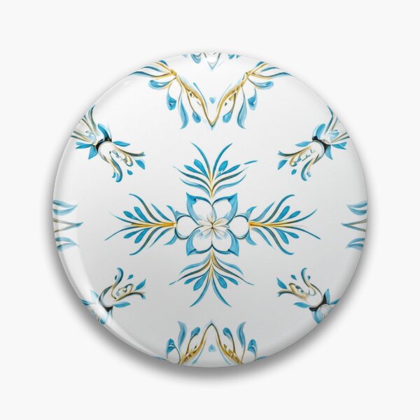 Item preview, Golden Blue Floral Relief – Elegant Ornamental Pattern designed and sold by Colorshow-relax.