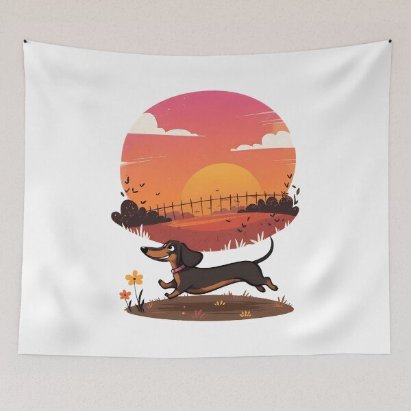 Item preview, Dachshund Running at Sunset Fun Dog Art designed and sold by SoyLamderma.