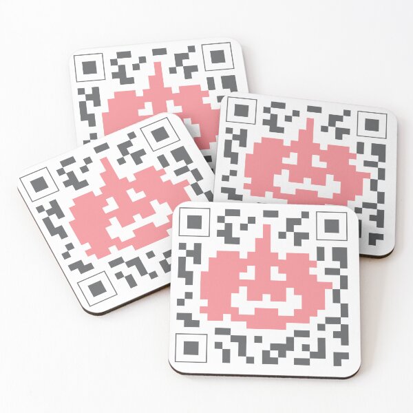 Item preview, Halloween pink pixel bitmap pumpkin QR code designed and sold by storieslanguage.