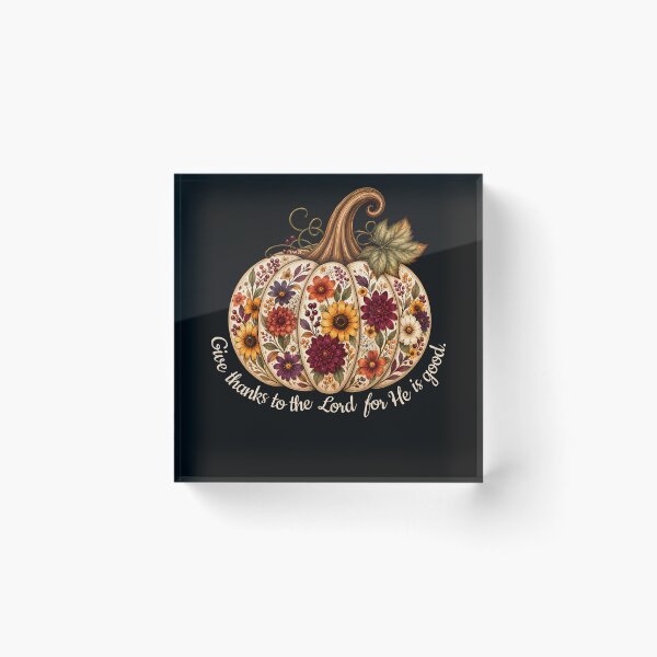 Item preview, Give Thanks To The Lord Christian Floral Pumpkin designed and sold by JamesCrArt.