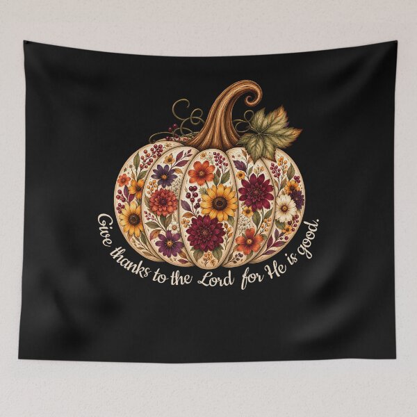 Item preview, Give Thanks To The Lord Christian Floral Pumpkin designed and sold by JamesCrArt.