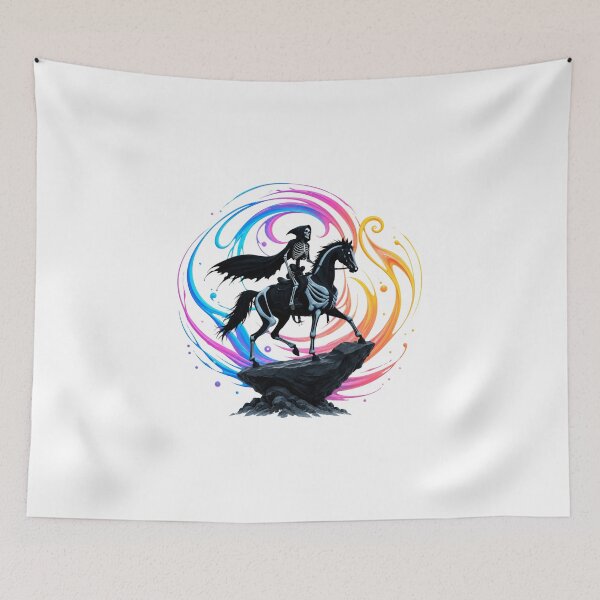 Item preview, Skeleton rider on a black horse – Dark Fantasy designed and sold by Rose Design & Photos.