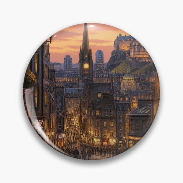 Item preview, Edinburgh Royal Mile Sunset | Vintage Scotland Street Scene designed and sold by Verantia.