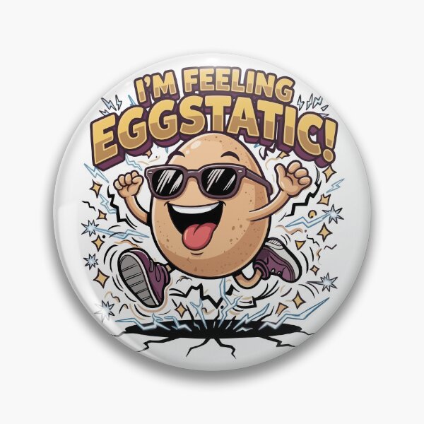 Item preview, I’m Feeling Eggstatic – Funny Egg Pun Cartoon designed and sold by JPees.