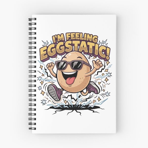 Item preview, I’m Feeling Eggstatic – Funny Egg Pun Cartoon designed and sold by JPees.
