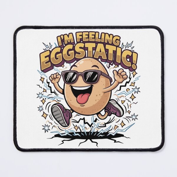 Item preview, I’m Feeling Eggstatic – Funny Egg Pun Cartoon designed and sold by JPees.