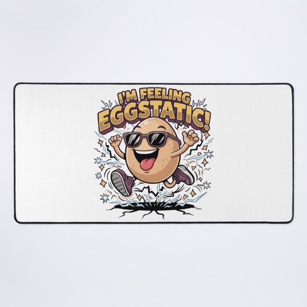 Item preview, I’m Feeling Eggstatic – Funny Egg Pun Cartoon designed and sold by JPees.