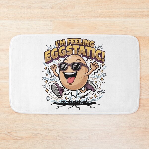 Item preview, I’m Feeling Eggstatic – Funny Egg Pun Cartoon designed and sold by JPees.
