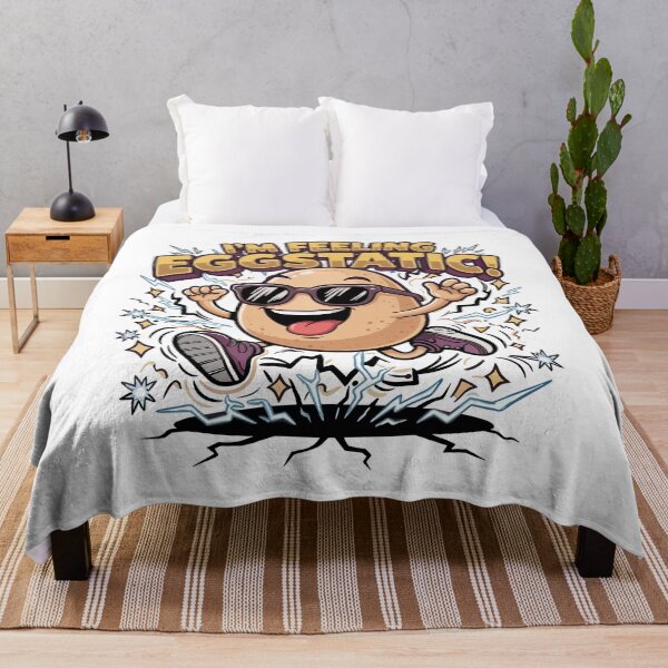 Item preview, I’m Feeling Eggstatic – Funny Egg Pun Cartoon designed and sold by JPees.