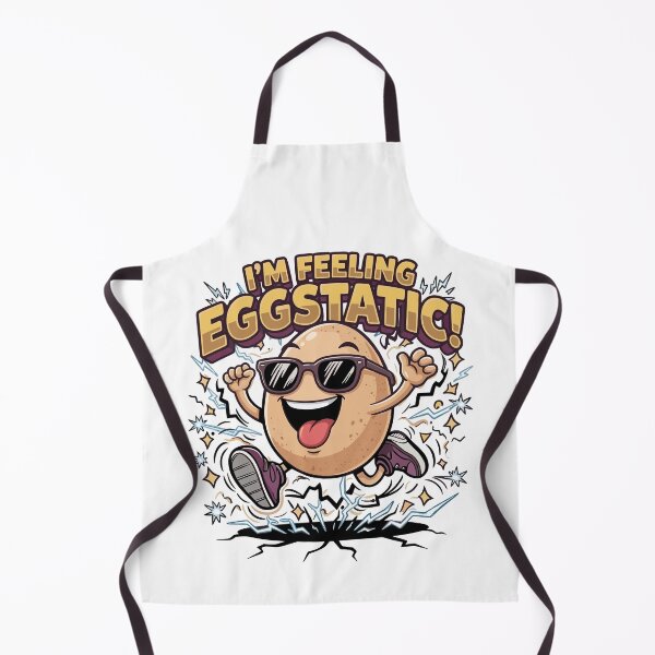 Item preview, I’m Feeling Eggstatic – Funny Egg Pun Cartoon designed and sold by JPees.