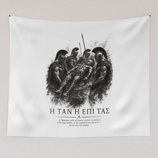 Item preview, Spartan Honor Code – H Tan H Epi Tas Black & White Warrior Art designed and sold by Ancient-Era.