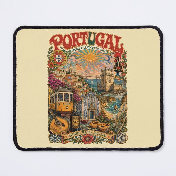 Item preview, Portugal Where Atlantic Meets Soul Vintage Travel Poster designed and sold by Skyrocketz.