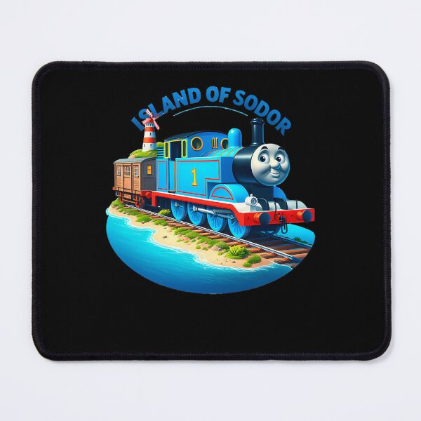 Item preview, Blue Steam Locomotive Railway Tropical Island Landscape designed and sold by binjalal3.